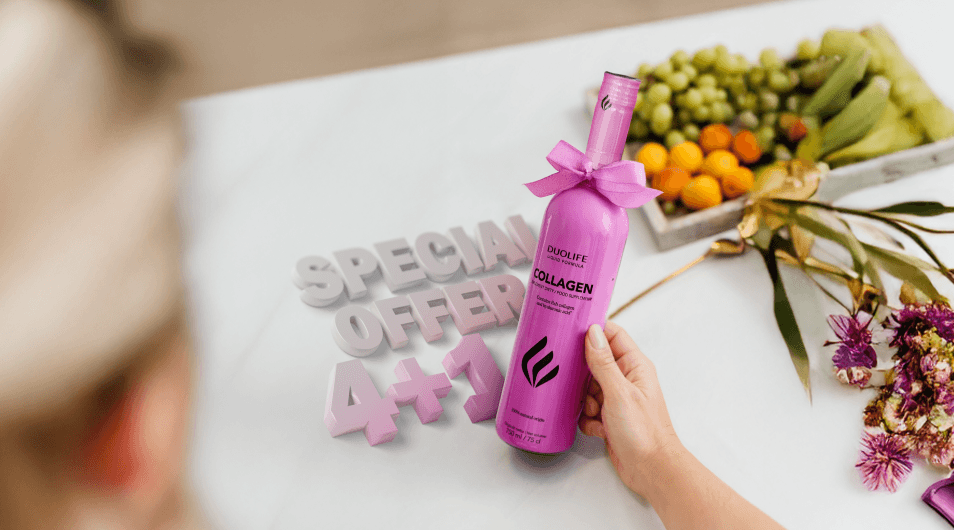 Unique promotion. Buy four DUOLIFE Collagen food supplements, and get the fifth product for 1 PLN!